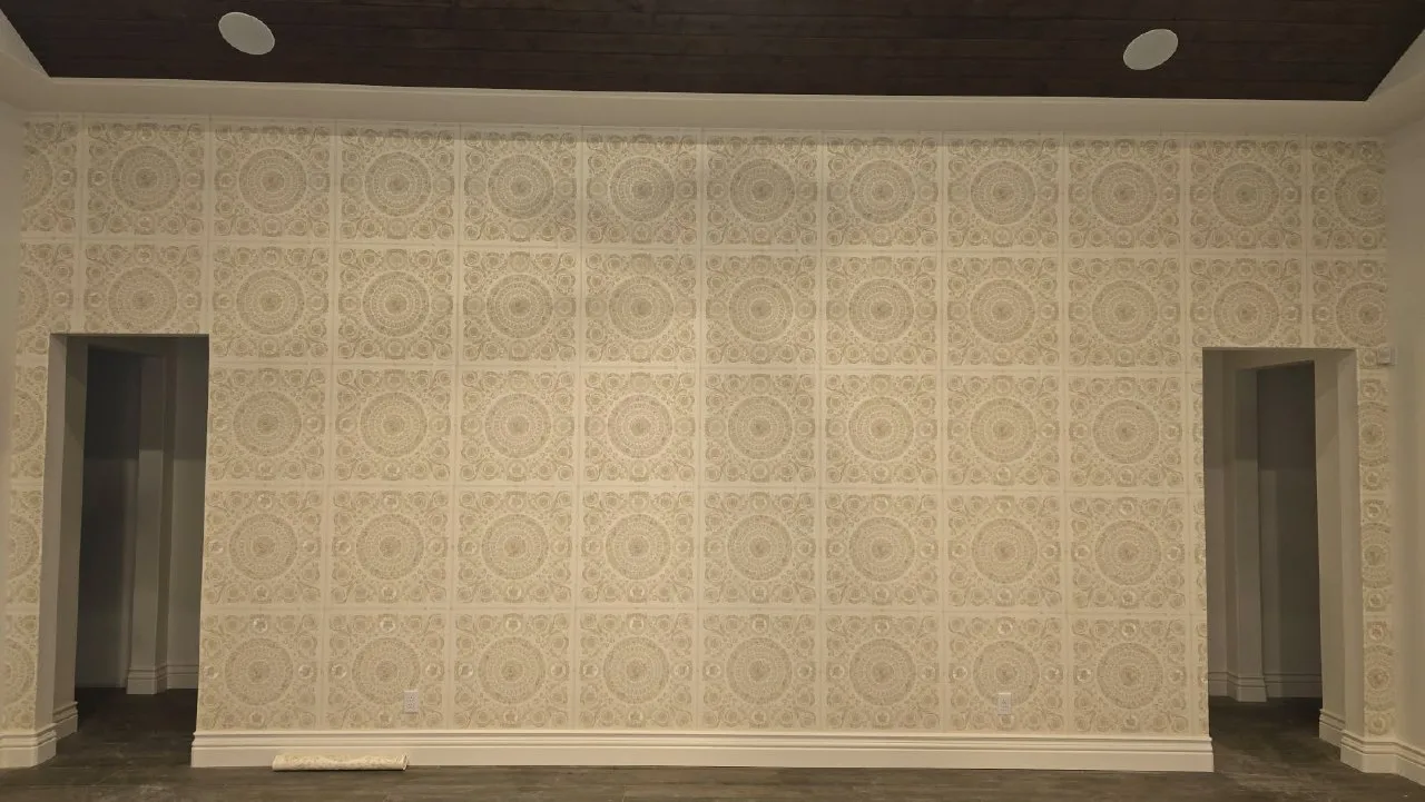 Professional wallpapering tools and rolled wallcoverings
